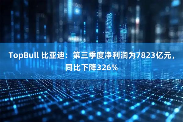 TopBull 比亚迪:第三季度净利润为7823亿元,同比下降326%